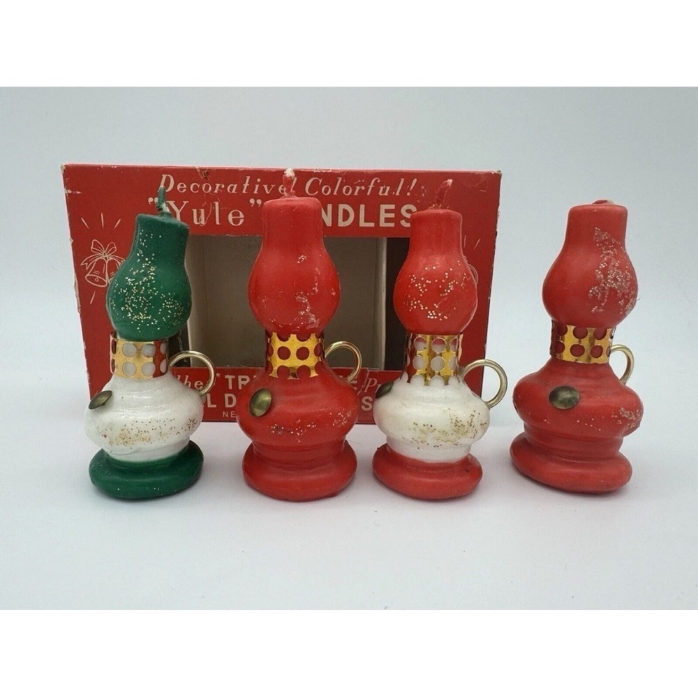 VTG 60’s Trim-A-Tree MCM Yule Christmas Lantern Candles Noel Decorations inc USA
